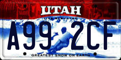 UT license plate A992CF