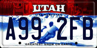 UT license plate A992FB