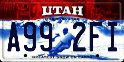 UT license plate A992FI