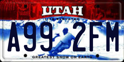 UT license plate A992FM