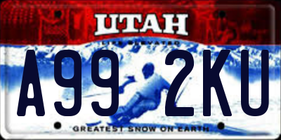 UT license plate A992KU