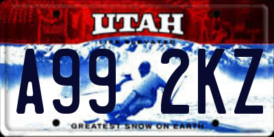UT license plate A992KZ