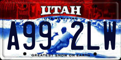 UT license plate A992LW