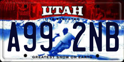 UT license plate A992NB