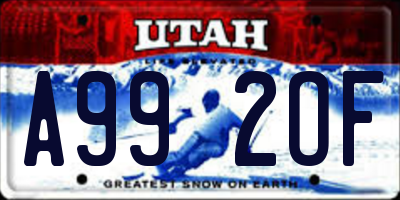 UT license plate A992OF