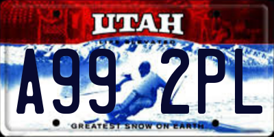 UT license plate A992PL