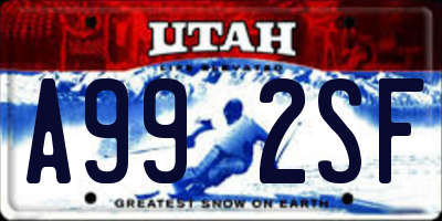 UT license plate A992SF