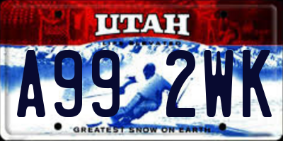 UT license plate A992WK