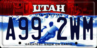 UT license plate A992WM