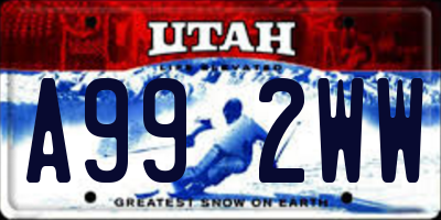 UT license plate A992WW