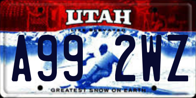 UT license plate A992WZ