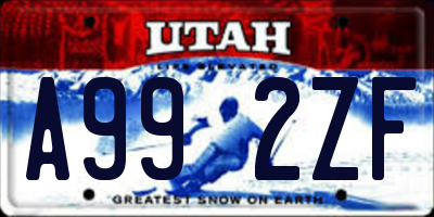 UT license plate A992ZF