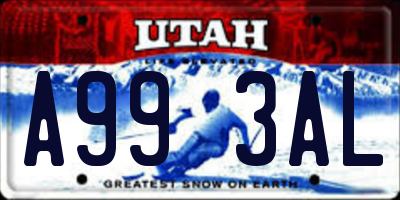 UT license plate A993AL