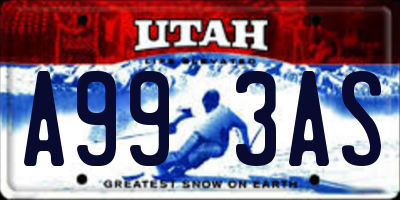 UT license plate A993AS