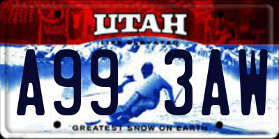 UT license plate A993AW