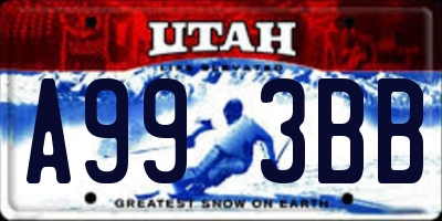 UT license plate A993BB