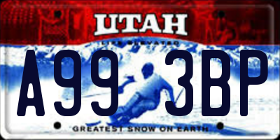 UT license plate A993BP