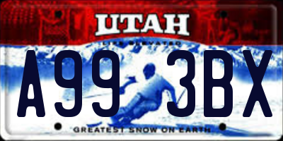 UT license plate A993BX