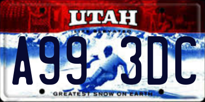 UT license plate A993DC