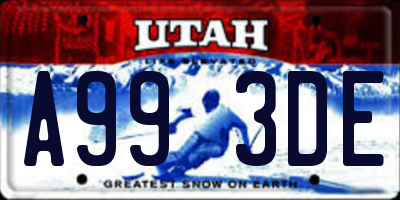 UT license plate A993DE