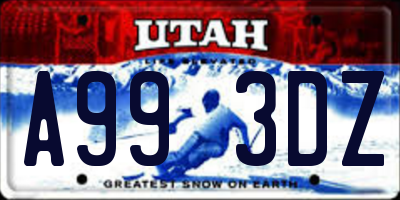 UT license plate A993DZ