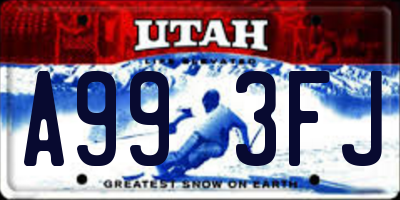 UT license plate A993FJ