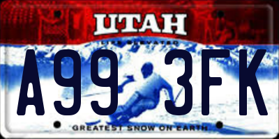 UT license plate A993FK