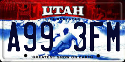 UT license plate A993FM