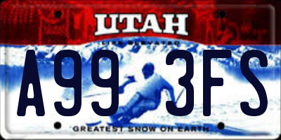 UT license plate A993FS