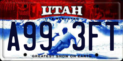 UT license plate A993FT