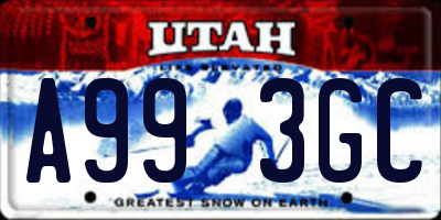 UT license plate A993GC