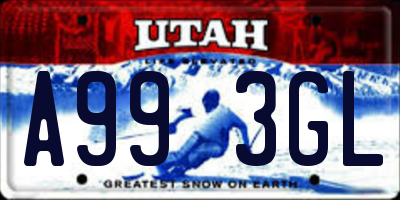 UT license plate A993GL