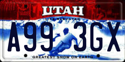UT license plate A993GX