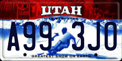 UT license plate A993JO