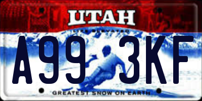 UT license plate A993KF