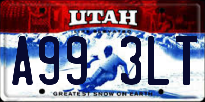 UT license plate A993LT