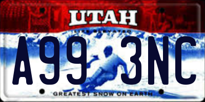 UT license plate A993NC