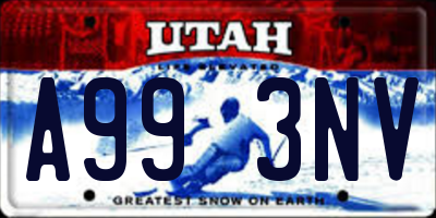 UT license plate A993NV