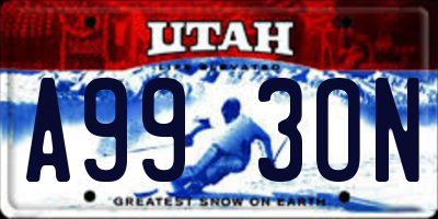 UT license plate A993ON