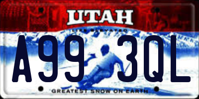 UT license plate A993QL