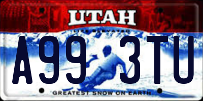 UT license plate A993TU