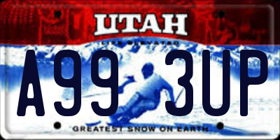 UT license plate A993UP