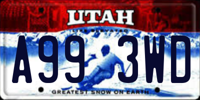 UT license plate A993WD
