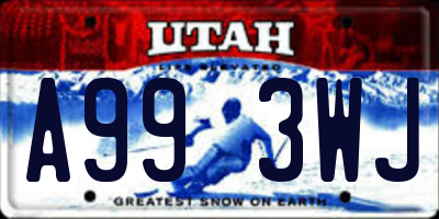 UT license plate A993WJ