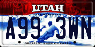 UT license plate A993WN