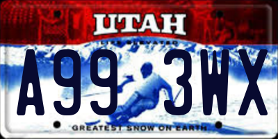 UT license plate A993WX