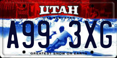 UT license plate A993XG