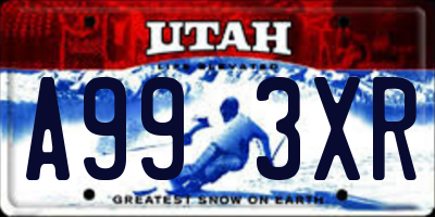 UT license plate A993XR