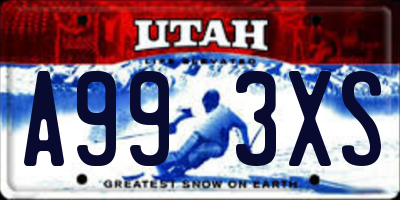 UT license plate A993XS