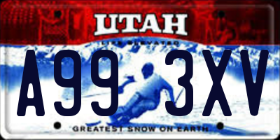 UT license plate A993XV